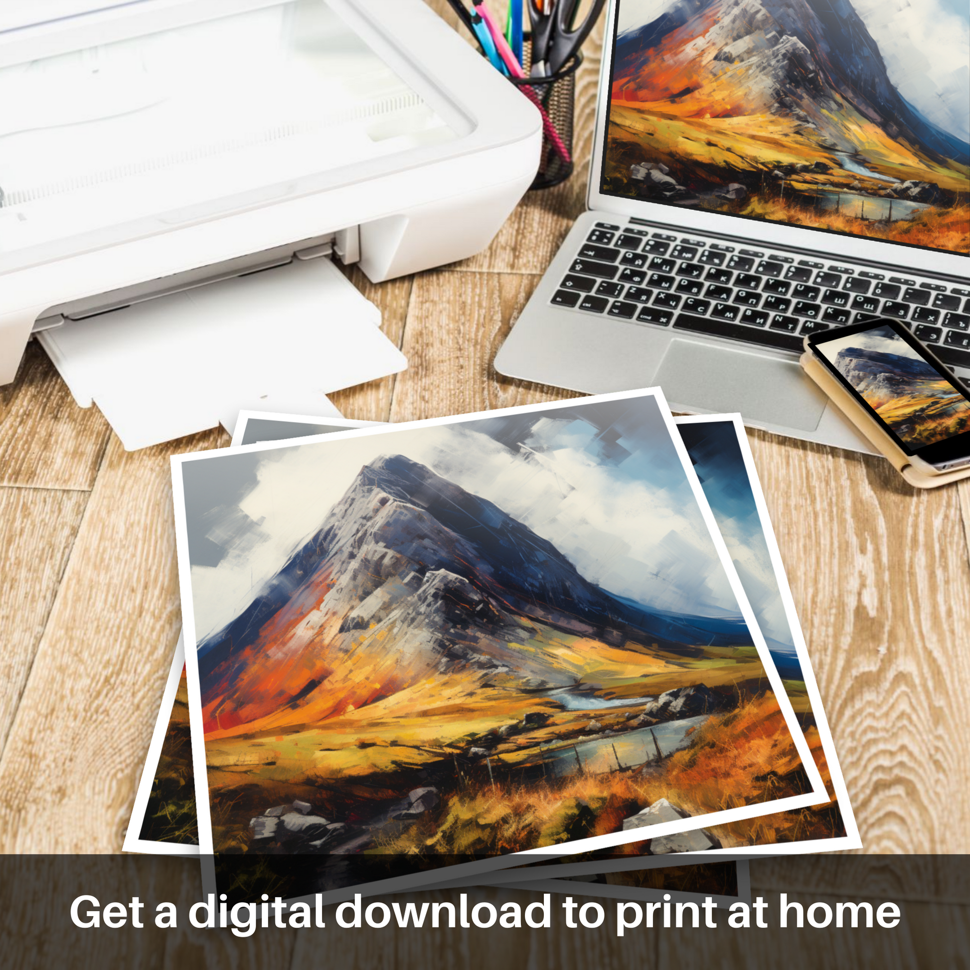 Downloadable and printable picture of Stob Dubh (Buachaille Etive Beag)