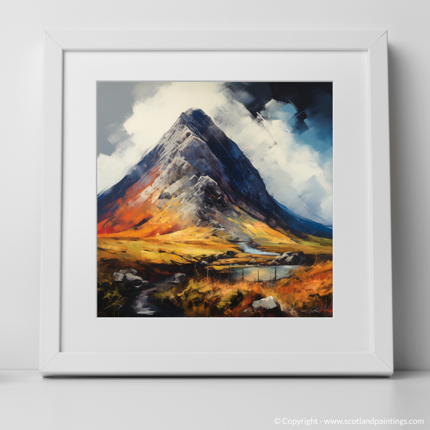 Art Print of Stob Dubh (Buachaille Etive Beag) with a white frame