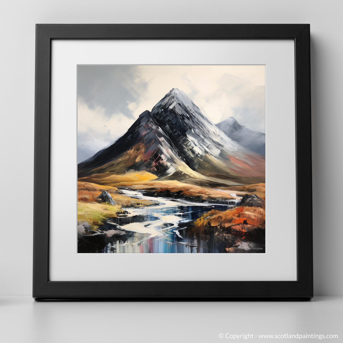 Art Print of Stob Dubh (Buachaille Etive Beag) with a black frame