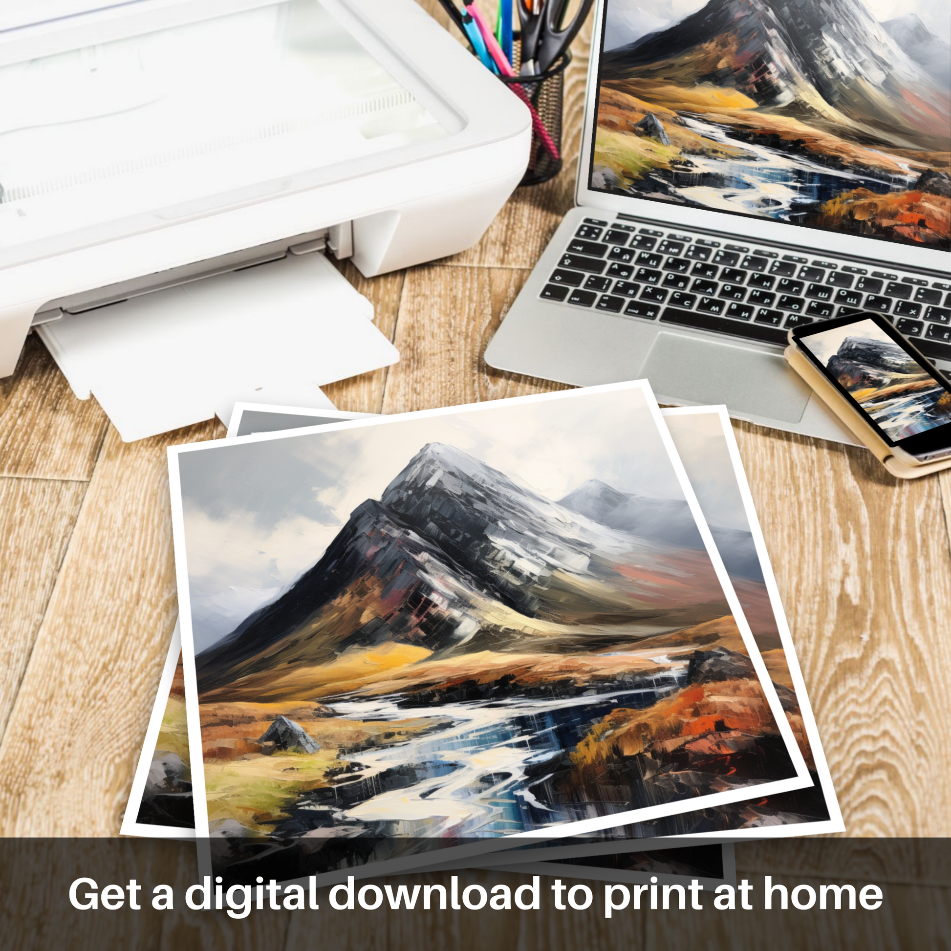 Downloadable and printable picture of Stob Dubh (Buachaille Etive Beag)
