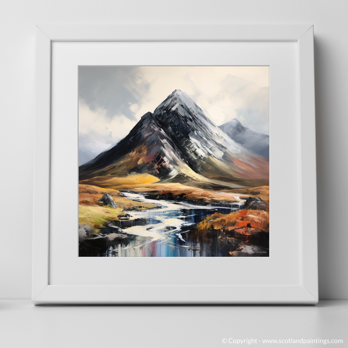 Art Print of Stob Dubh (Buachaille Etive Beag) with a white frame