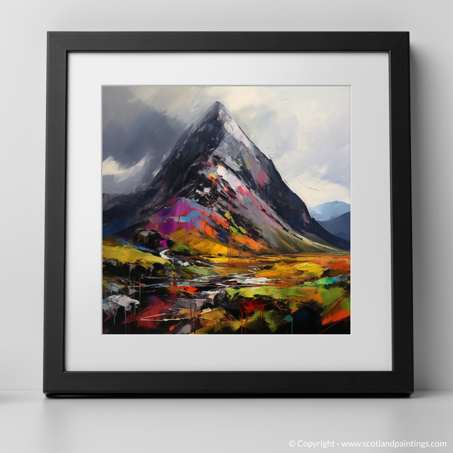 Art Print of Stob Dubh (Buachaille Etive Beag) with a black frame