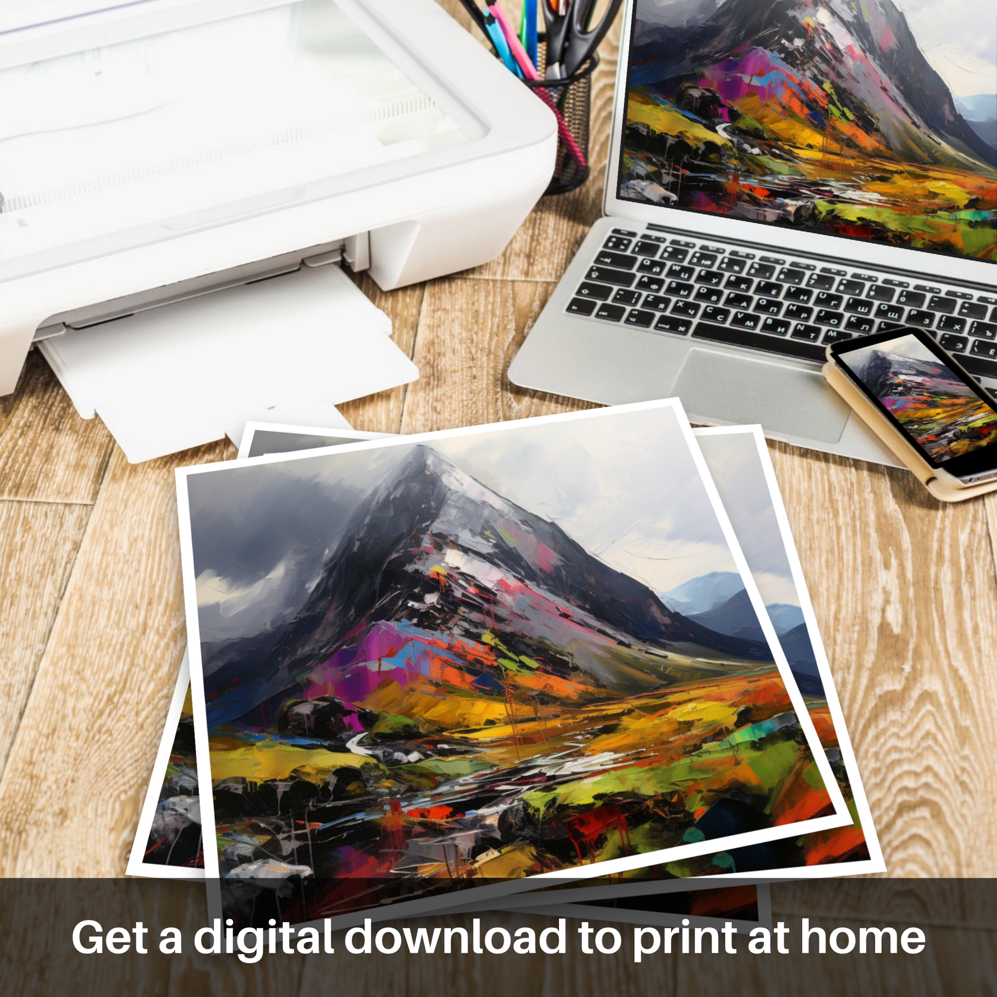 Downloadable and printable picture of Stob Dubh (Buachaille Etive Beag)