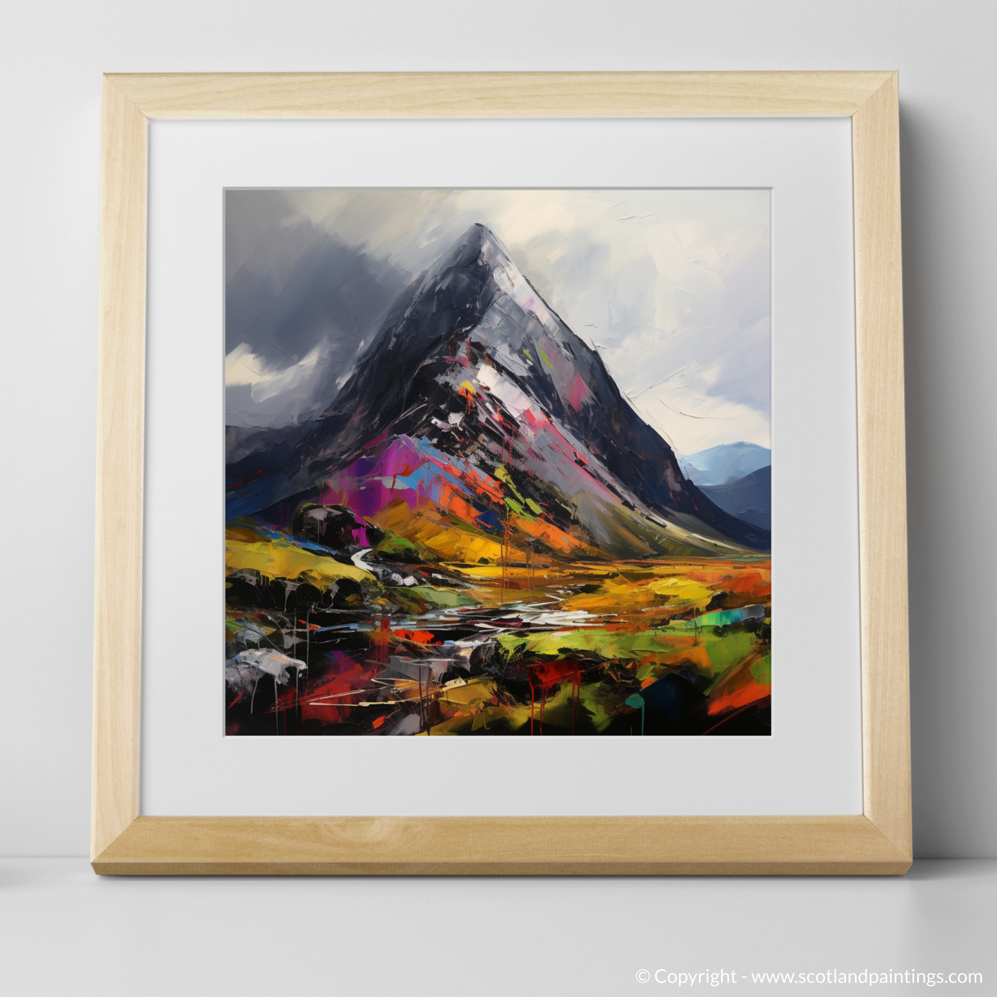 Art Print of Stob Dubh (Buachaille Etive Beag) with a natural frame