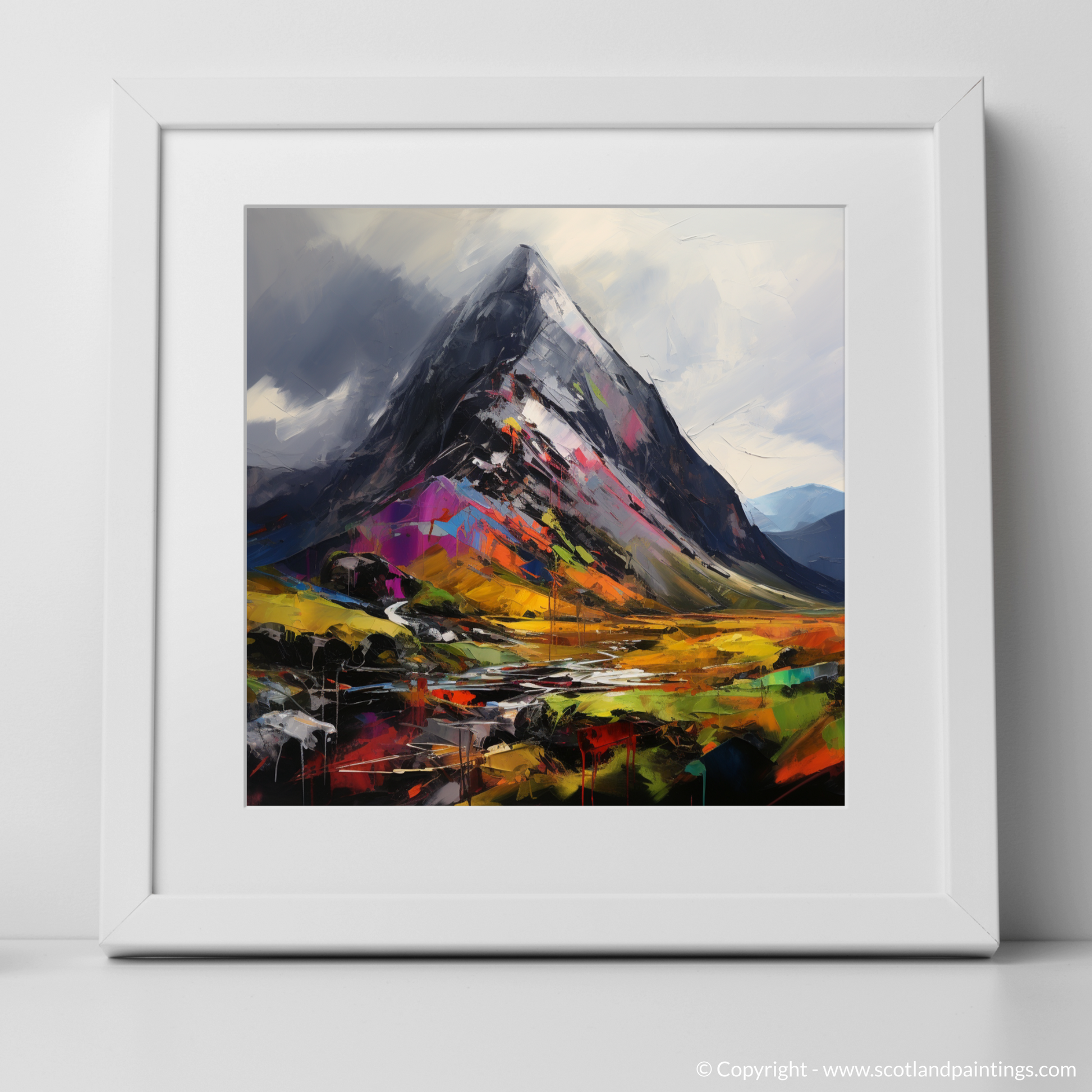 Art Print of Stob Dubh (Buachaille Etive Beag) with a white frame