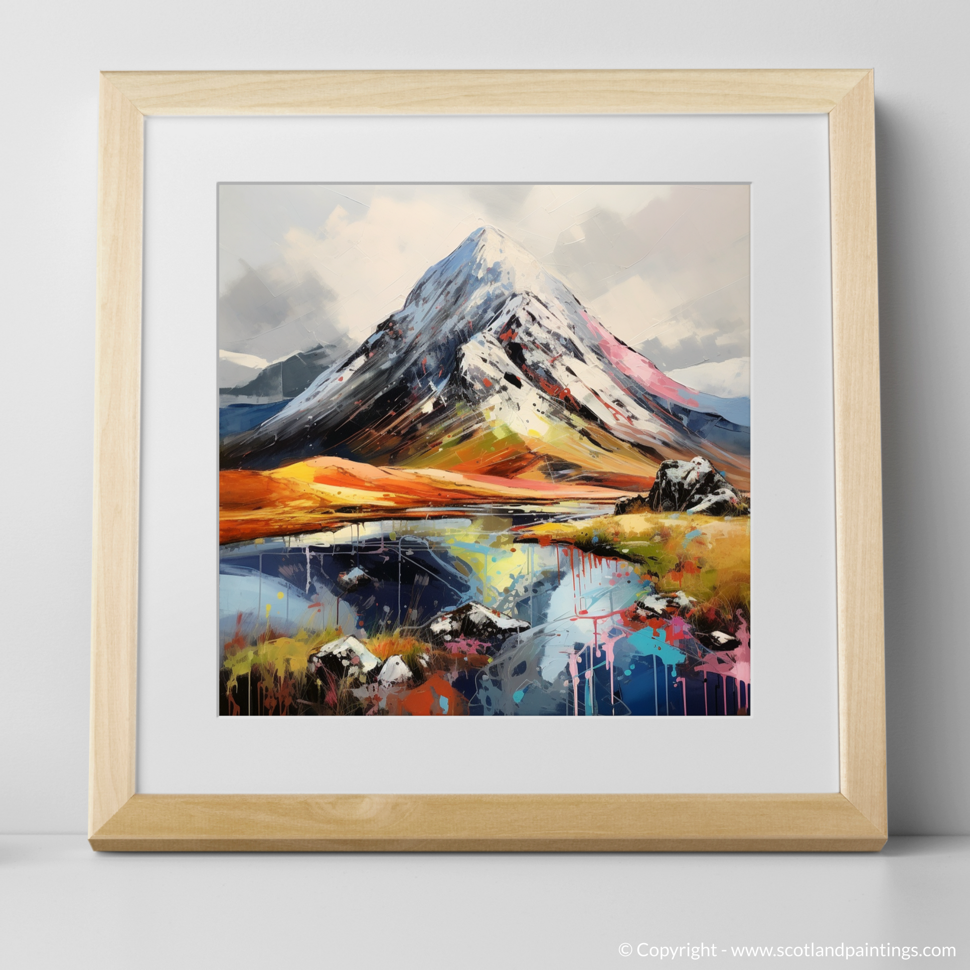 Art Print of Stob Dubh (Buachaille Etive Beag) with a natural frame