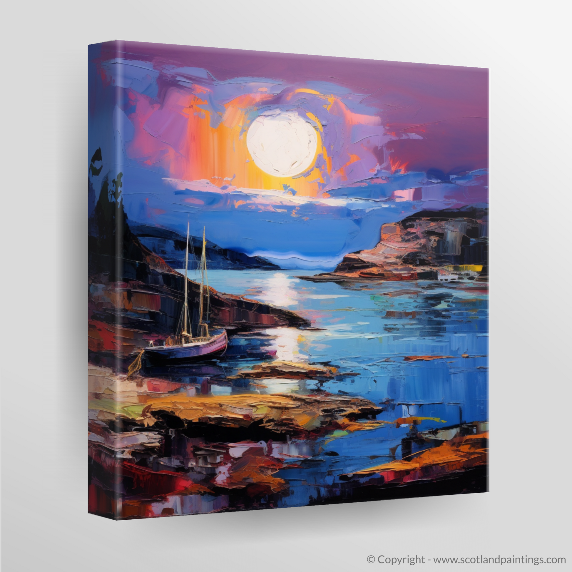 Canvas Print of Whitehills Harbour at dusk