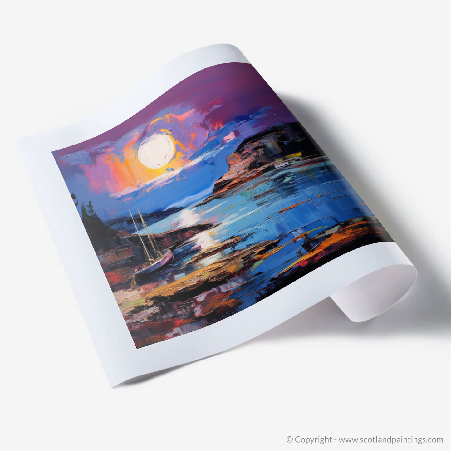 Art Print of Whitehills Harbour at dusk