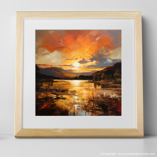 Art Print of Golden hour at Loch Lomond with a natural frame
