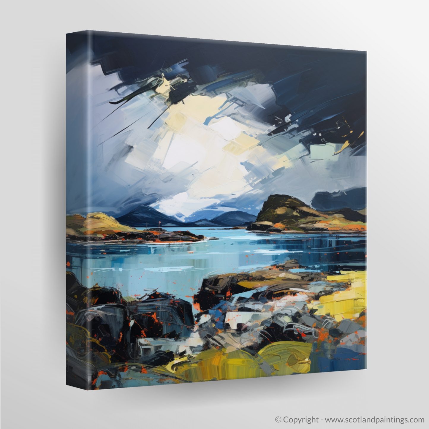 Canvas Print of Easdale Sound with a stormy sky