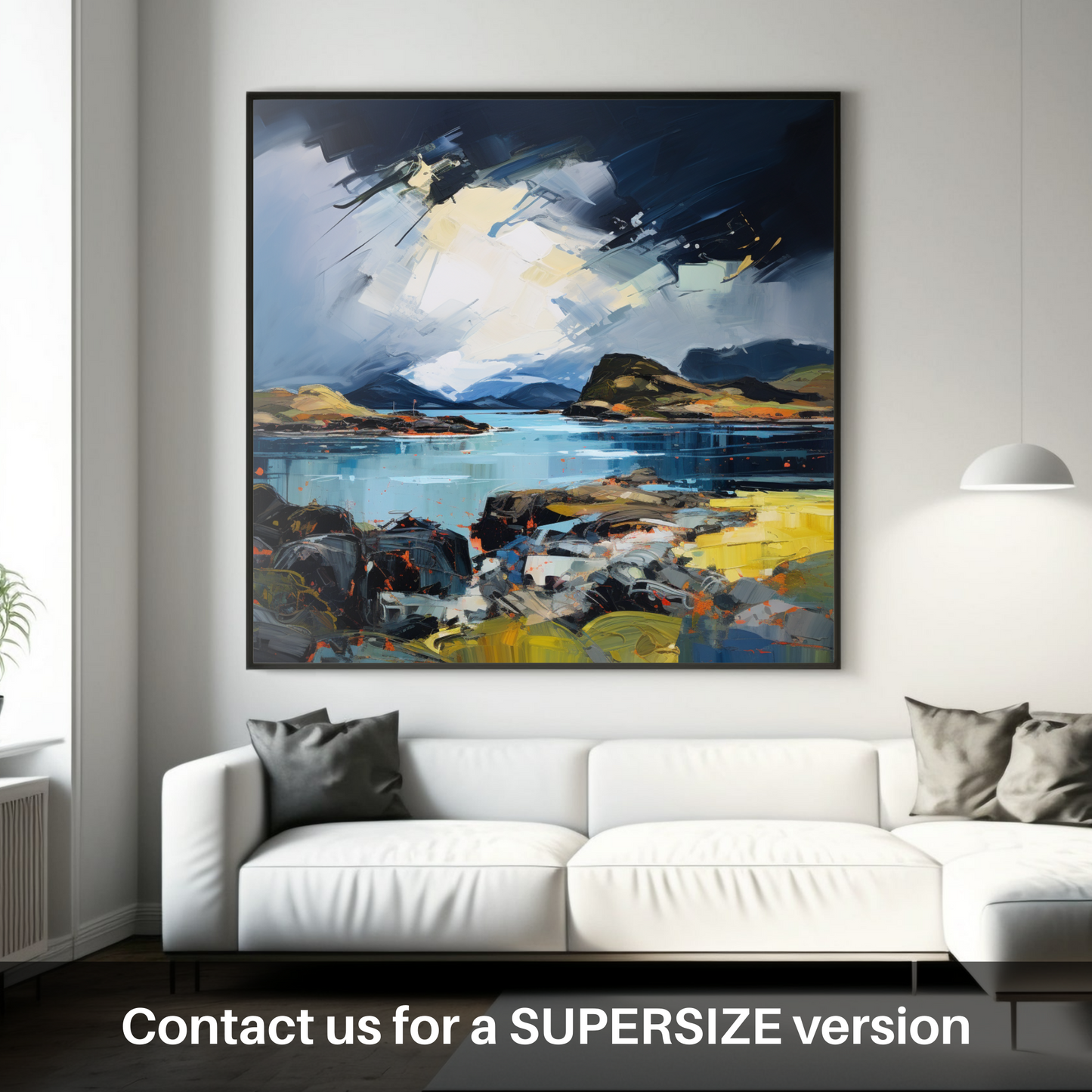 Huge supersize print of Easdale Sound with a stormy sky