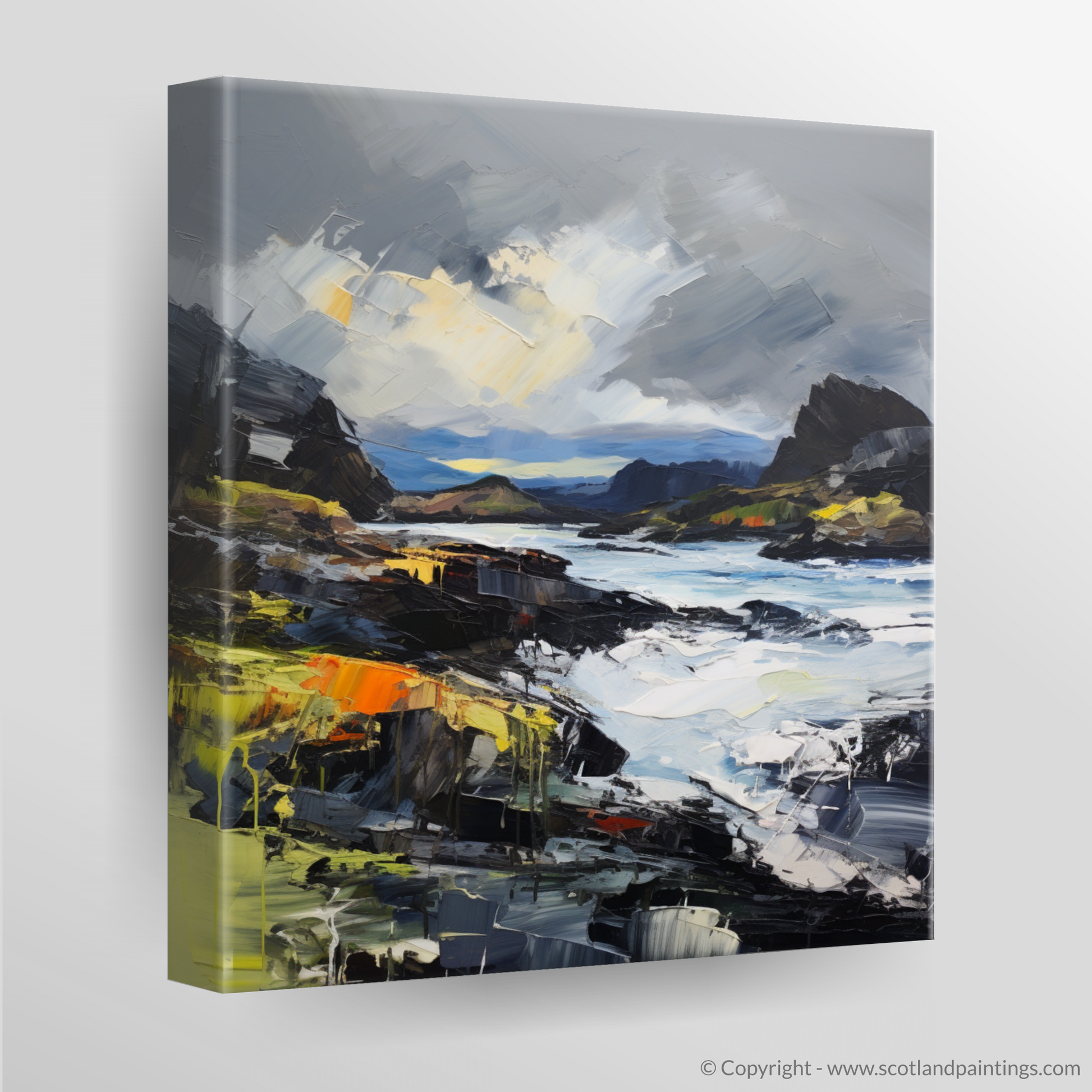 Canvas Print of Easdale Sound with a stormy sky