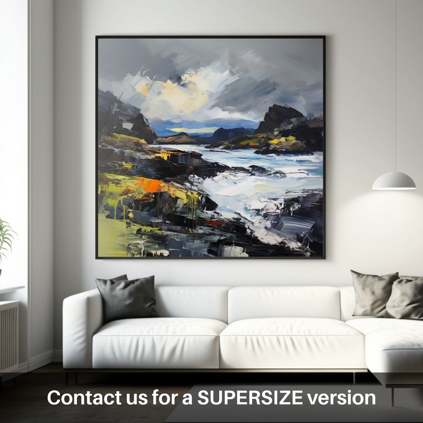 Huge supersize print of Easdale Sound with a stormy sky