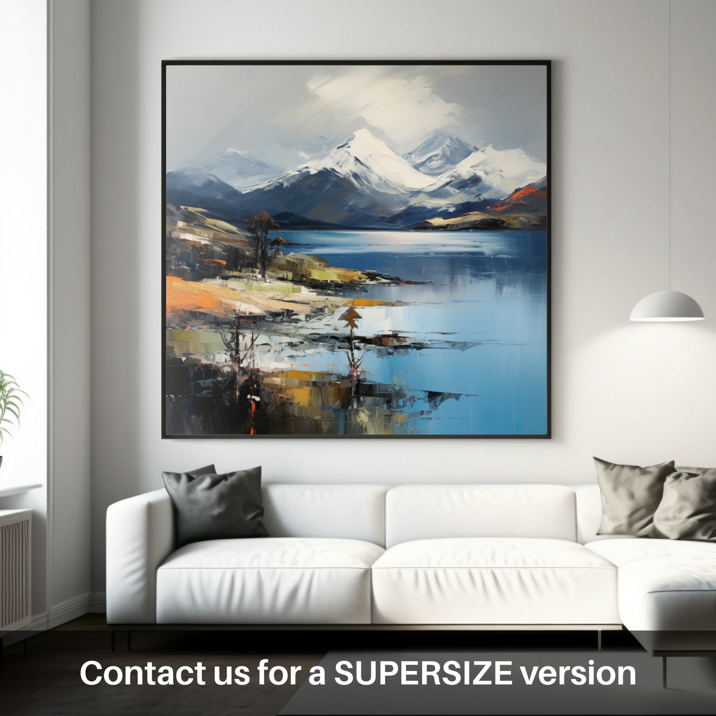 Huge supersize print of Snow-capped peaks overlooking Loch Lomond