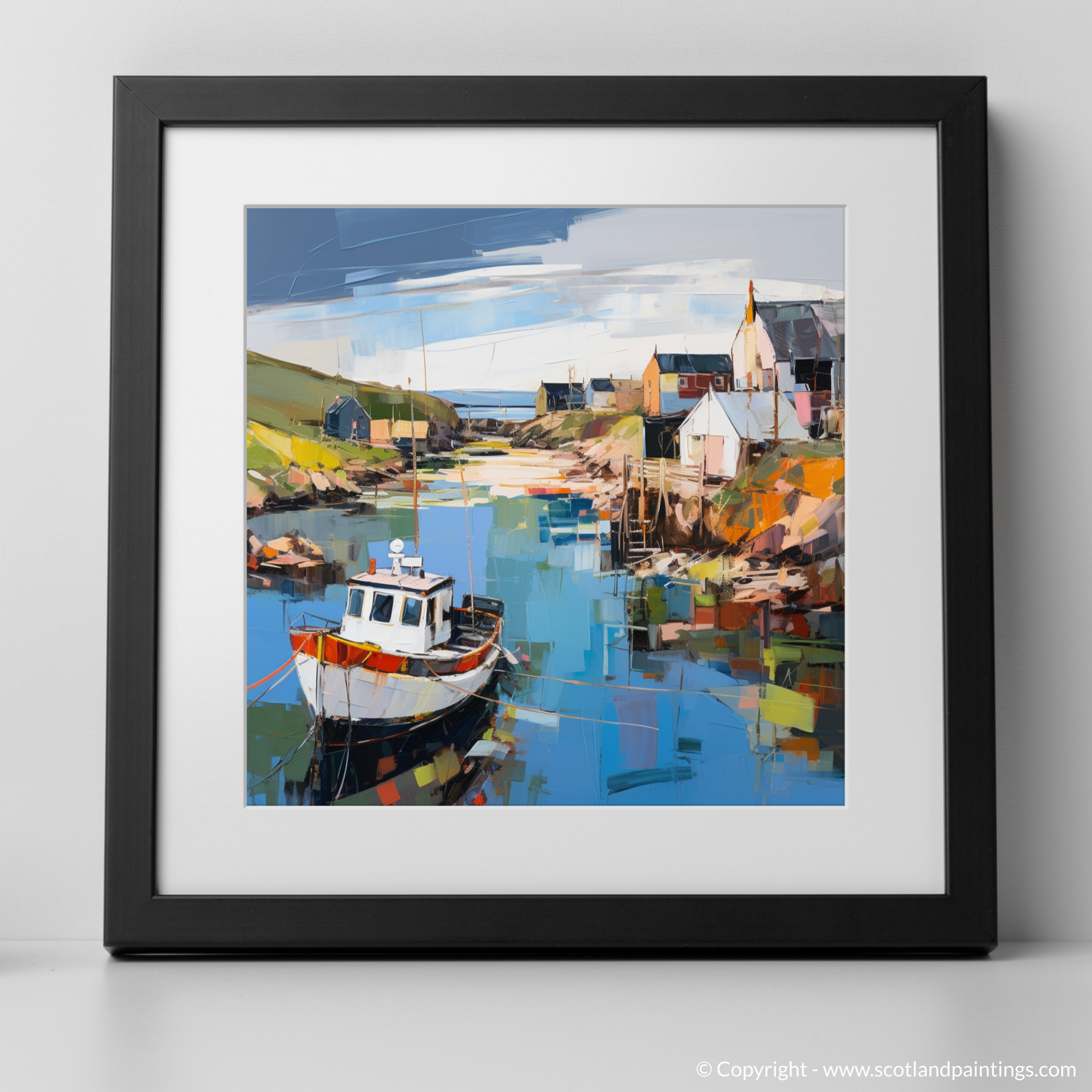 Art Print of Whitehills Harbour, Aberdeenshire with a black frame