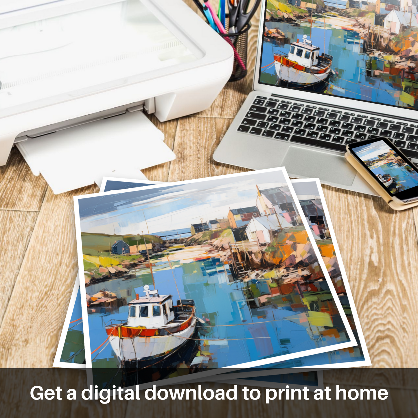 Downloadable and printable picture of Whitehills Harbour, Aberdeenshire