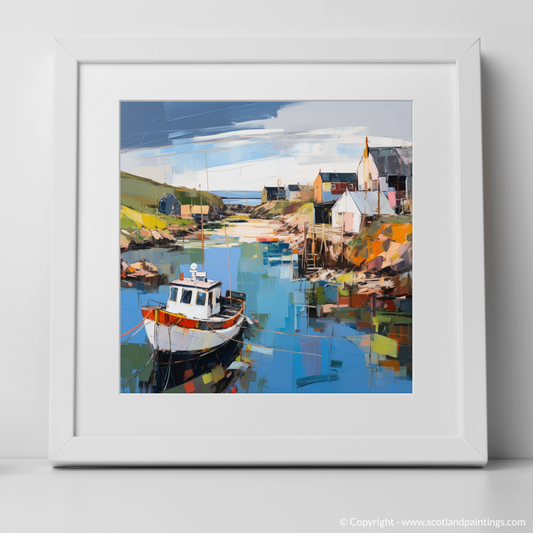 Art Print of Whitehills Harbour, Aberdeenshire with a white frame