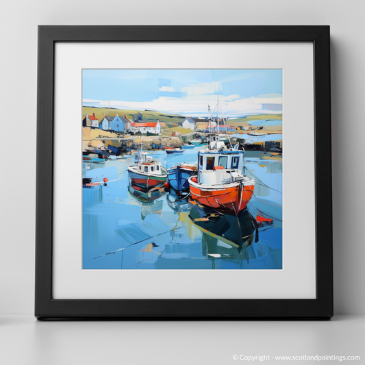 Art Print of Whitehills Harbour, Aberdeenshire with a black frame
