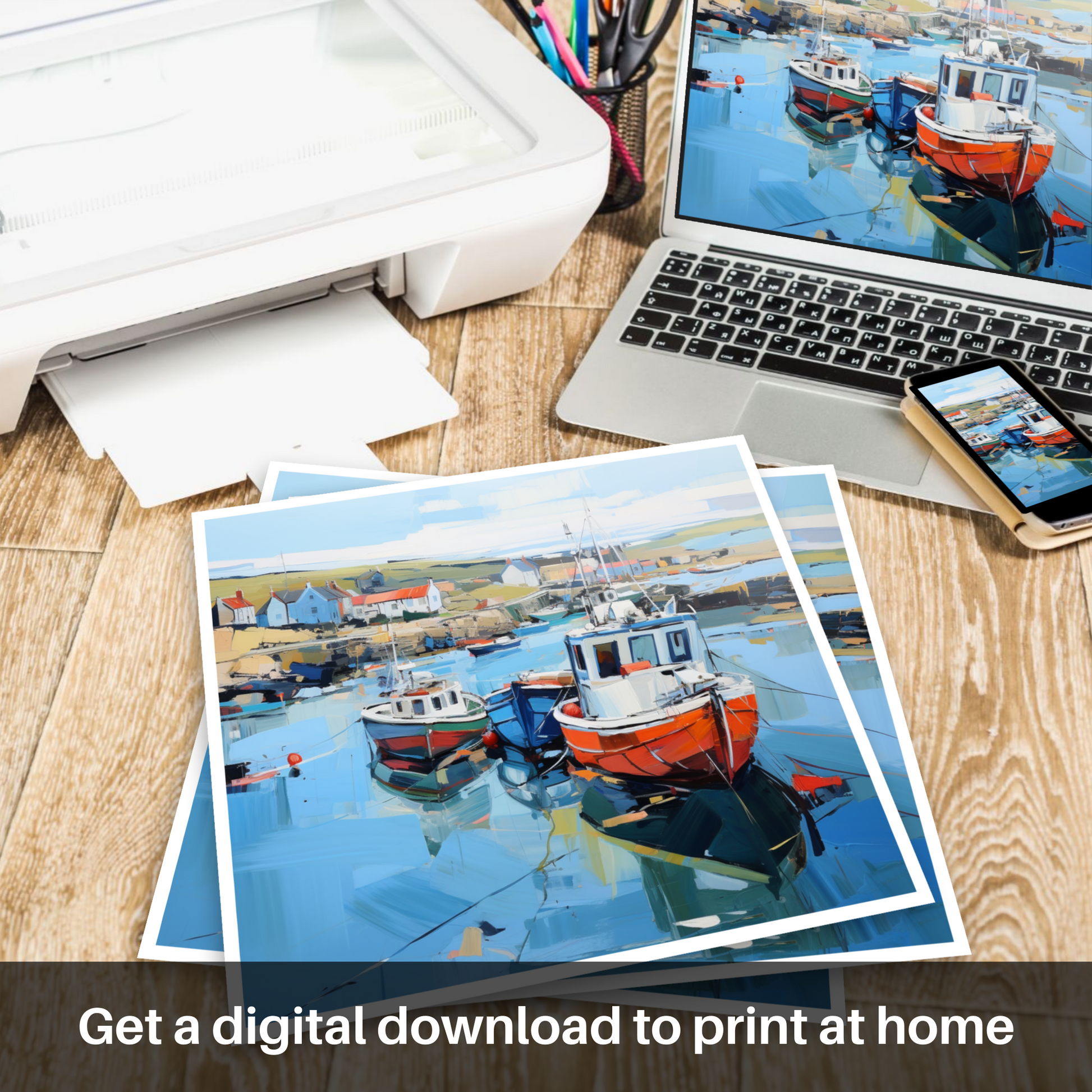 Downloadable and printable picture of Whitehills Harbour, Aberdeenshire