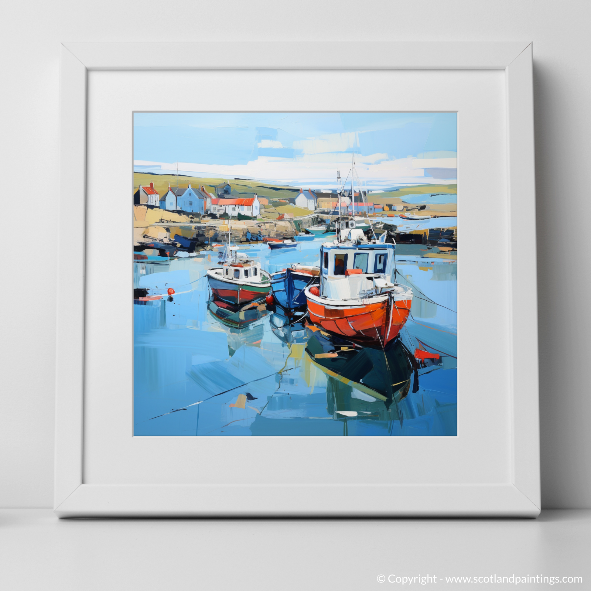 Art Print of Whitehills Harbour, Aberdeenshire with a white frame