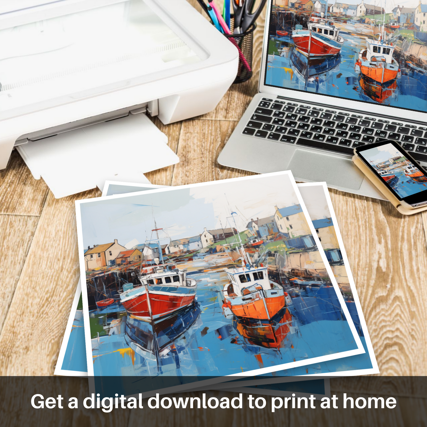 Downloadable and printable picture of Whitehills Harbour, Aberdeenshire