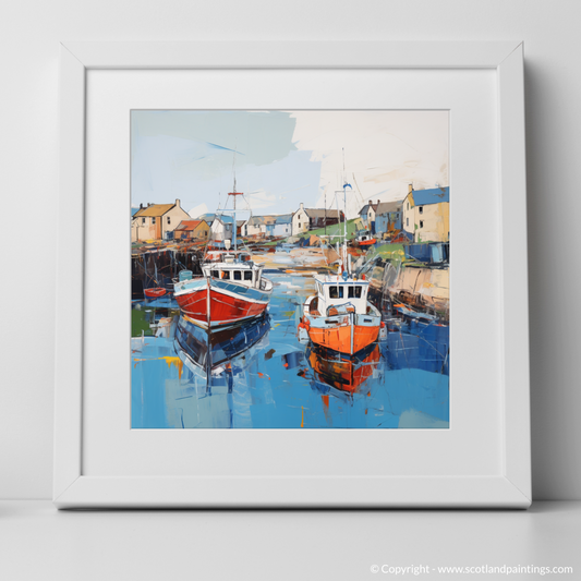 Art Print of Whitehills Harbour, Aberdeenshire with a white frame