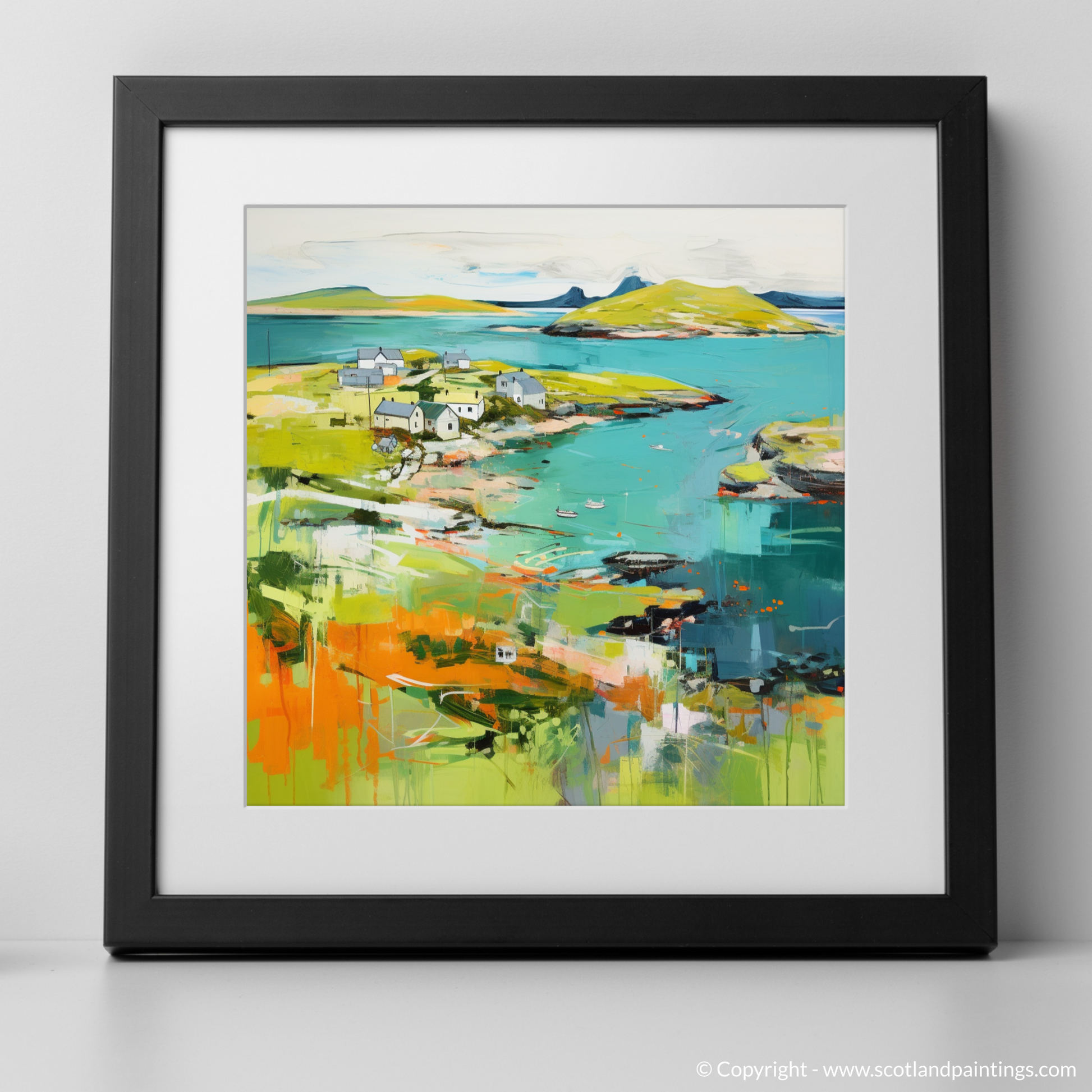 Art Print of Isle of Ulva, Inner Hebrides in summer with a black frame