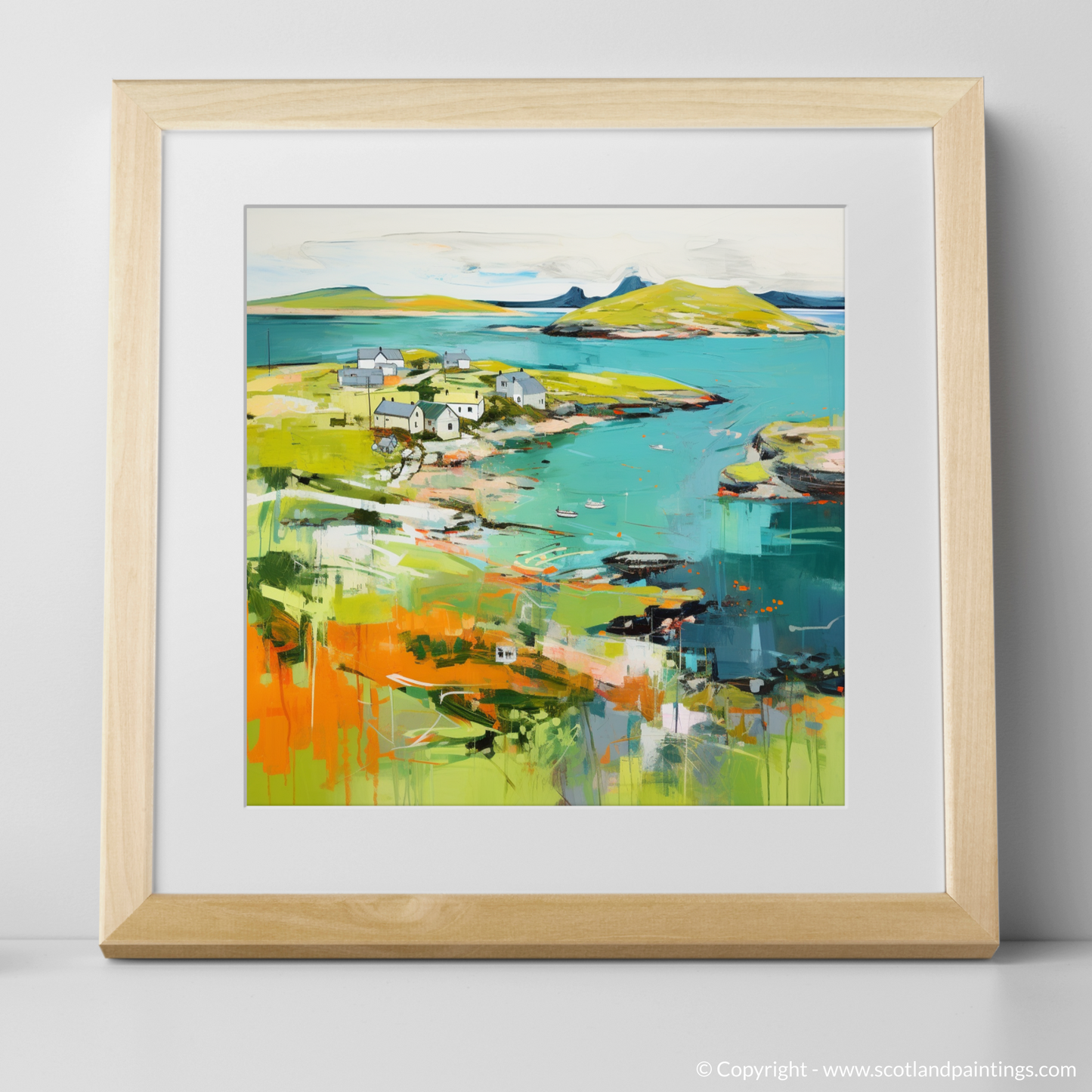 Art Print of Isle of Ulva, Inner Hebrides in summer with a natural frame