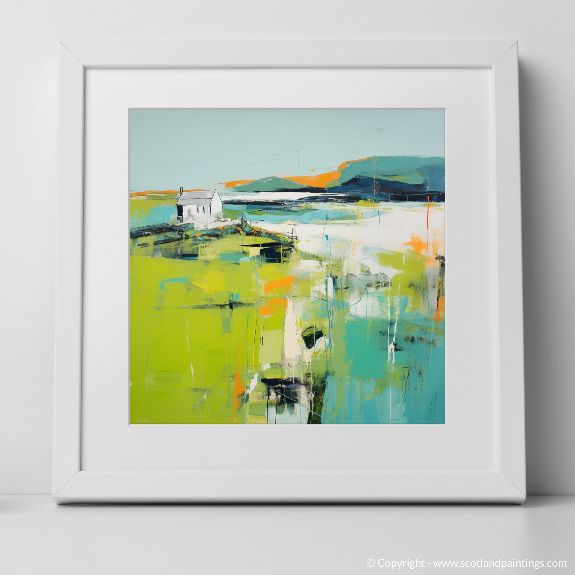 Art Print of Isle of Ulva, Inner Hebrides in summer with a white frame