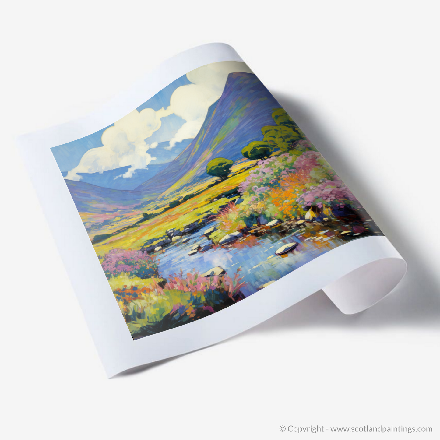 Painting and Art Print of Glen Rosa, Isle of Arran in summer. Summer Serenade in Glen Rosa.