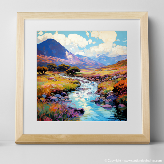 Painting and Art Print of Glen Rosa, Isle of Arran in summer. Summer Serenade in Glen Rosa: An Impressionist Ode to Scotland's Vibrant Landscape.