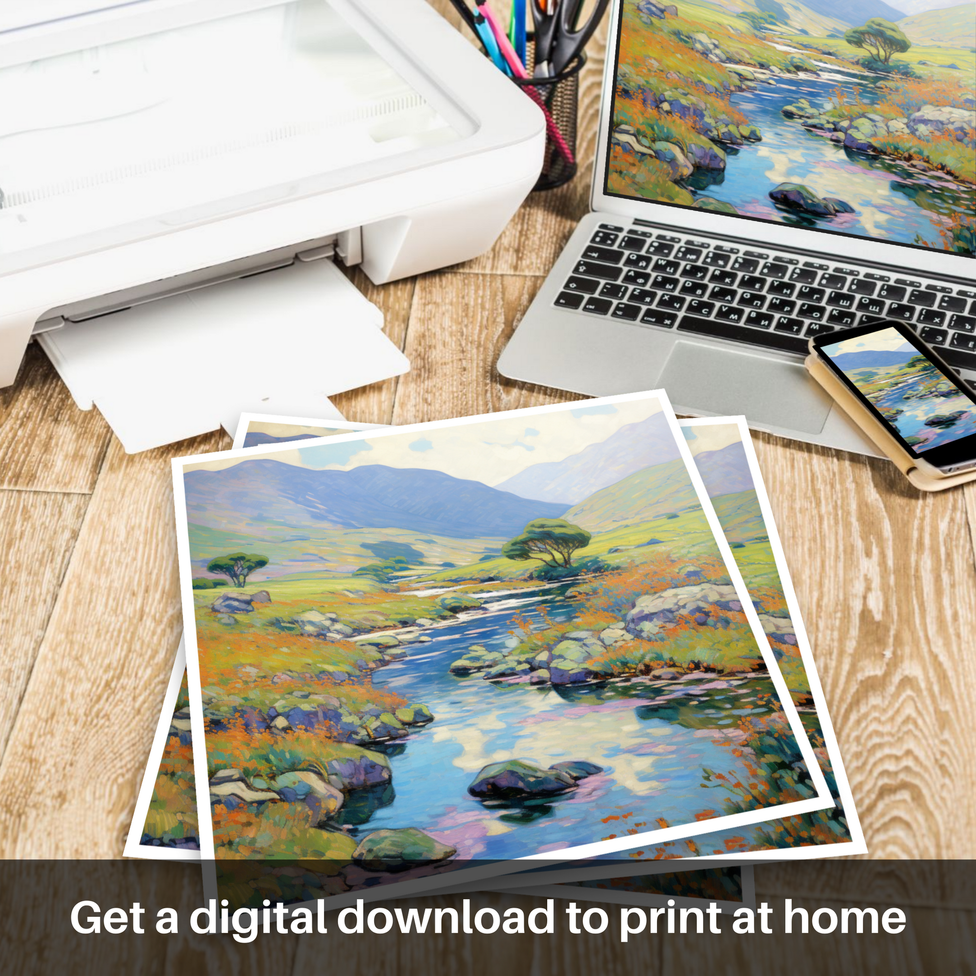 Downloadable and Printable Picture of Glen Rosa, Isle of Arran in summer