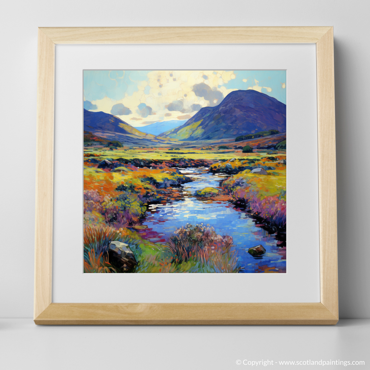 Art Print of Glen Rosa, Isle of Arran in summer with a natural frame