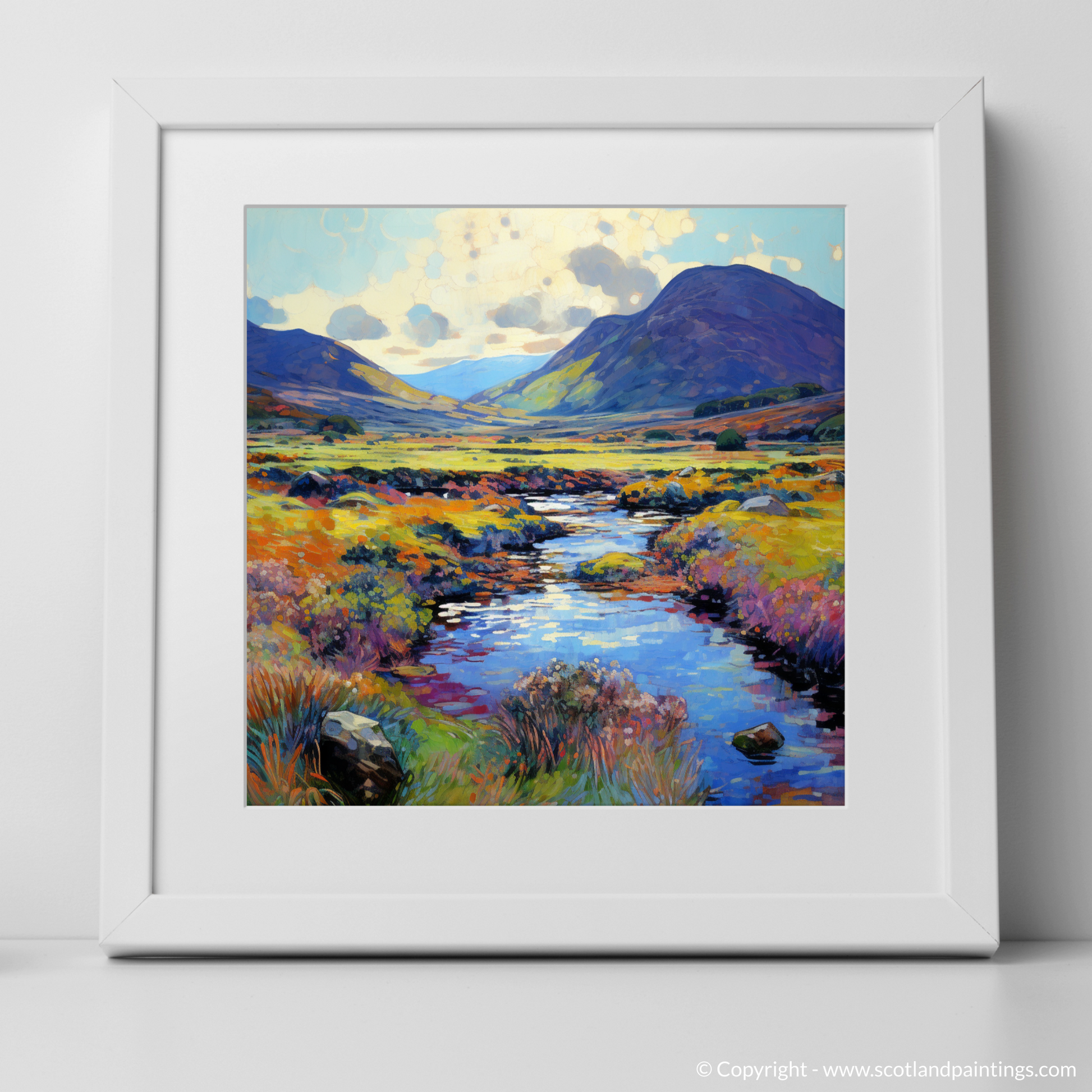 Art Print of Glen Rosa, Isle of Arran in summer with a white frame