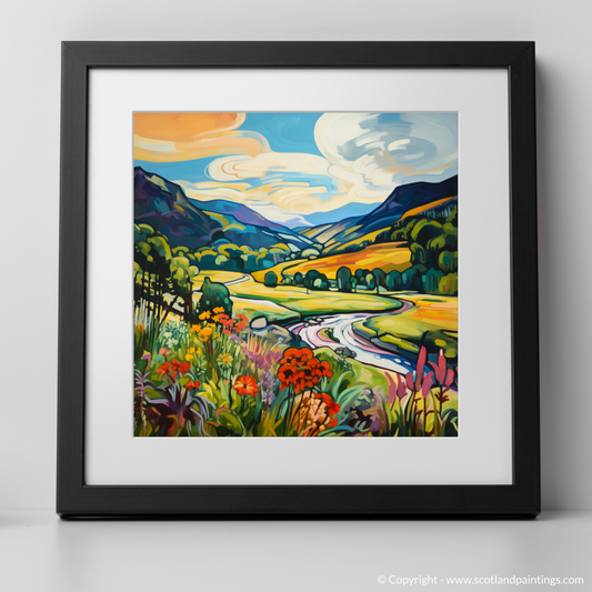 Painting and Art Print of Glen Feshie, Highlands in summer. Summer Blaze in Glen Feshie.