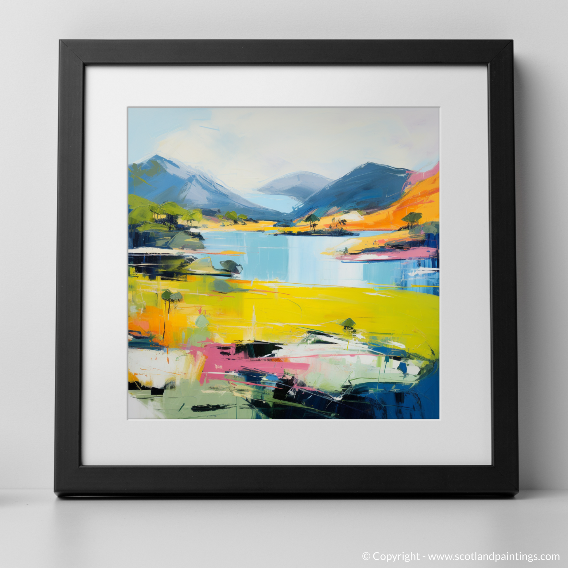 Art Print of Loch Morar, Highlands in summer with a black frame