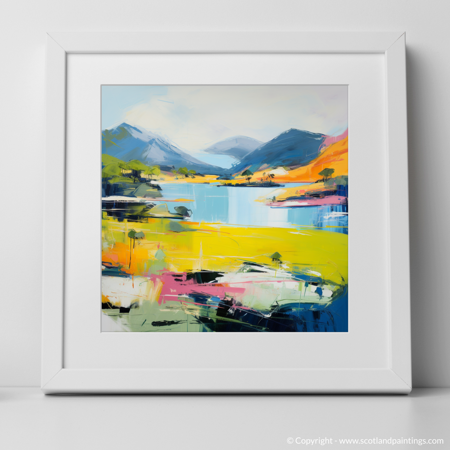 Art Print of Loch Morar, Highlands in summer with a white frame