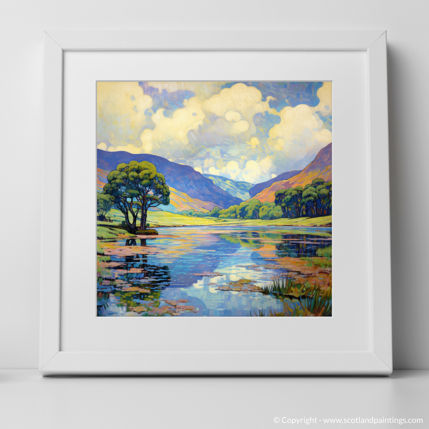 Art Print of Glen Lochay, Perthshire in summer with a white frame
