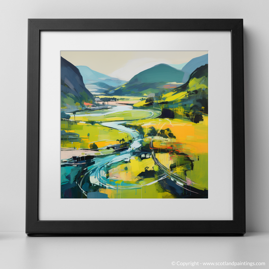 Art Print of Glenfinnan, Highlands in summer with a black frame