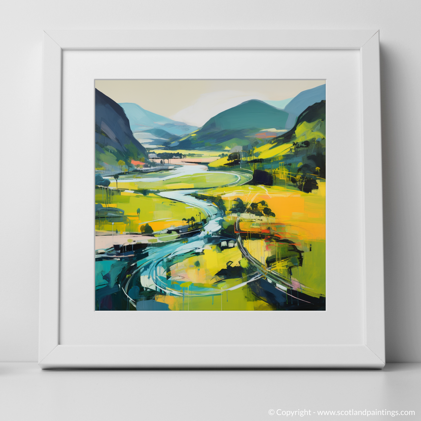 Art Print of Glenfinnan, Highlands in summer with a white frame