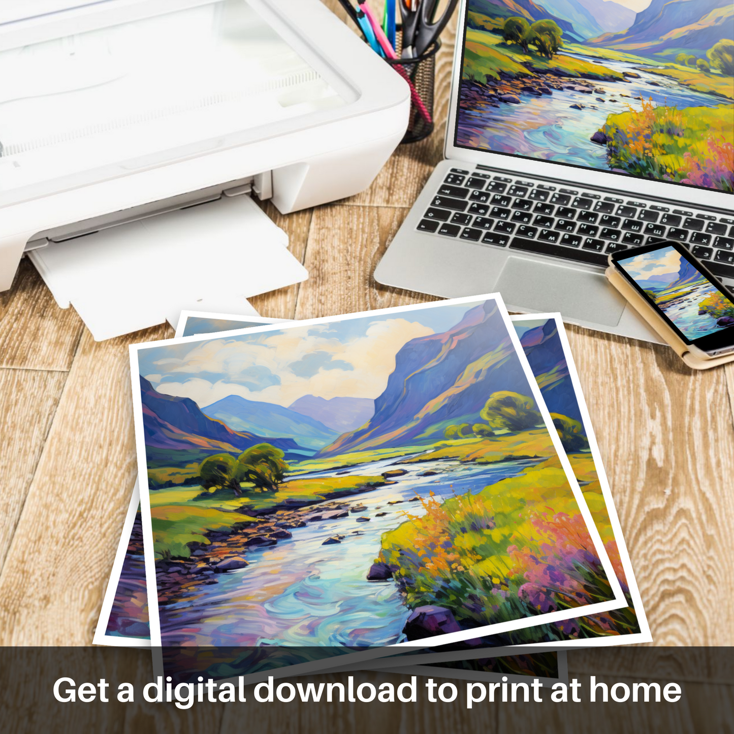 Downloadable and printable picture of River in Glencoe during summer