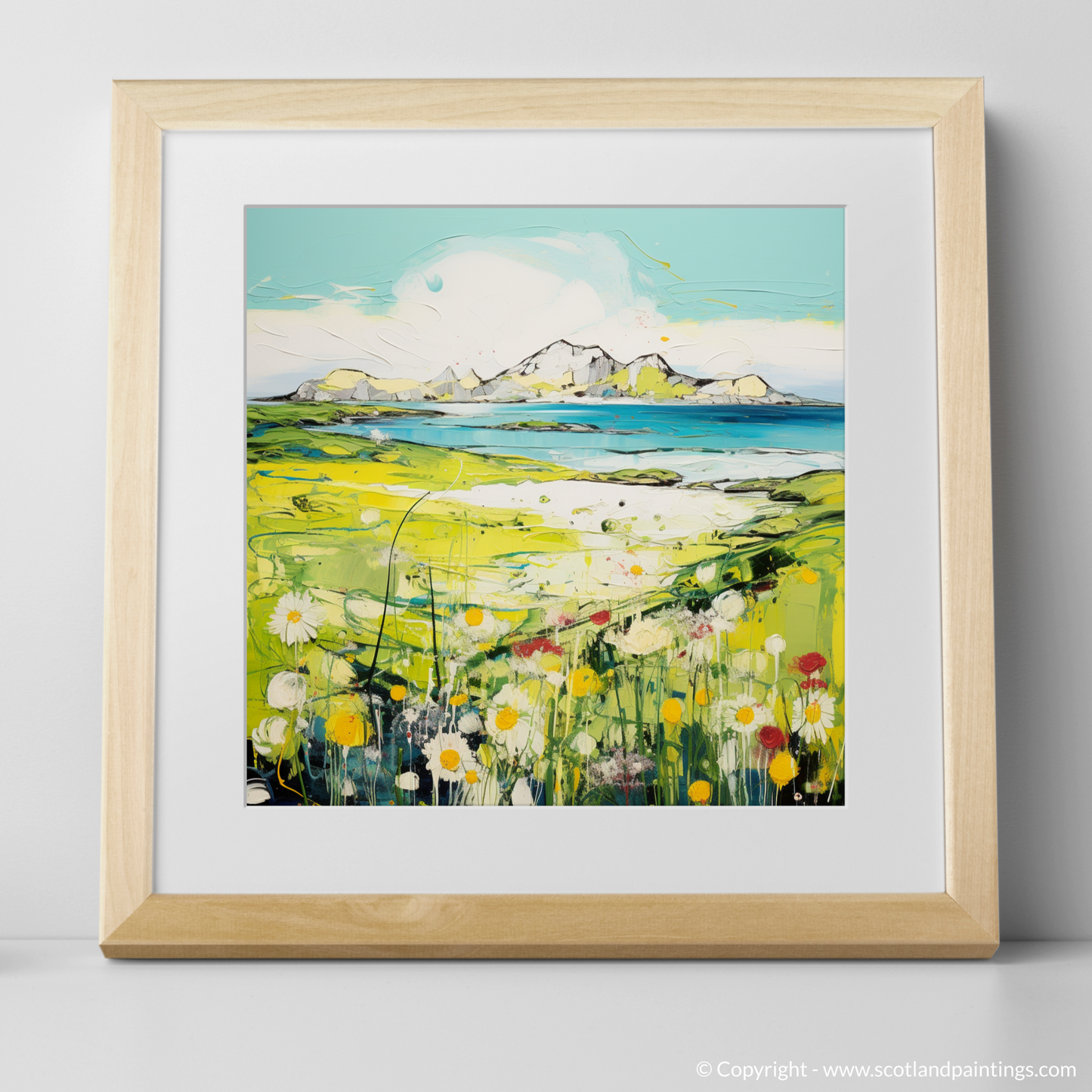 Art Print of Isle of Eigg, Inner Hebrides in summer with a natural frame