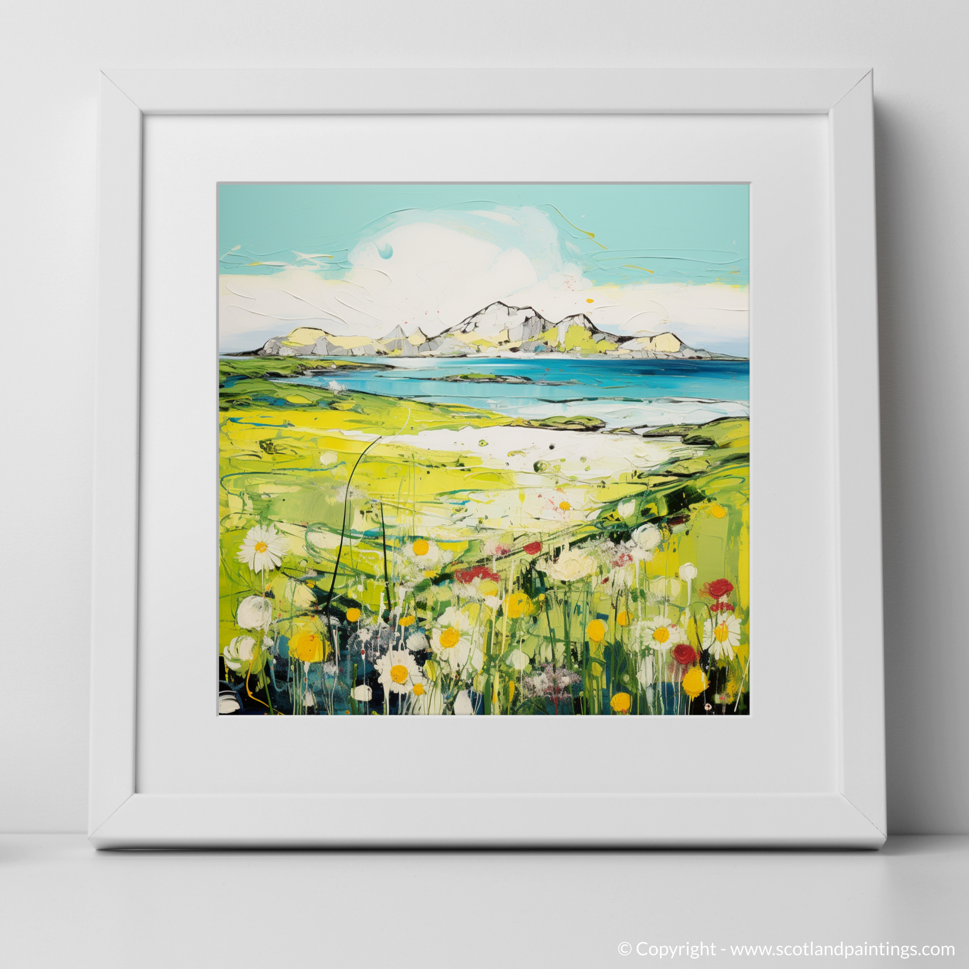 Art Print of Isle of Eigg, Inner Hebrides in summer with a white frame