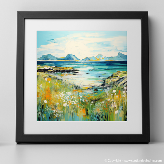 Art Print of Isle of Eigg, Inner Hebrides in summer with a black frame