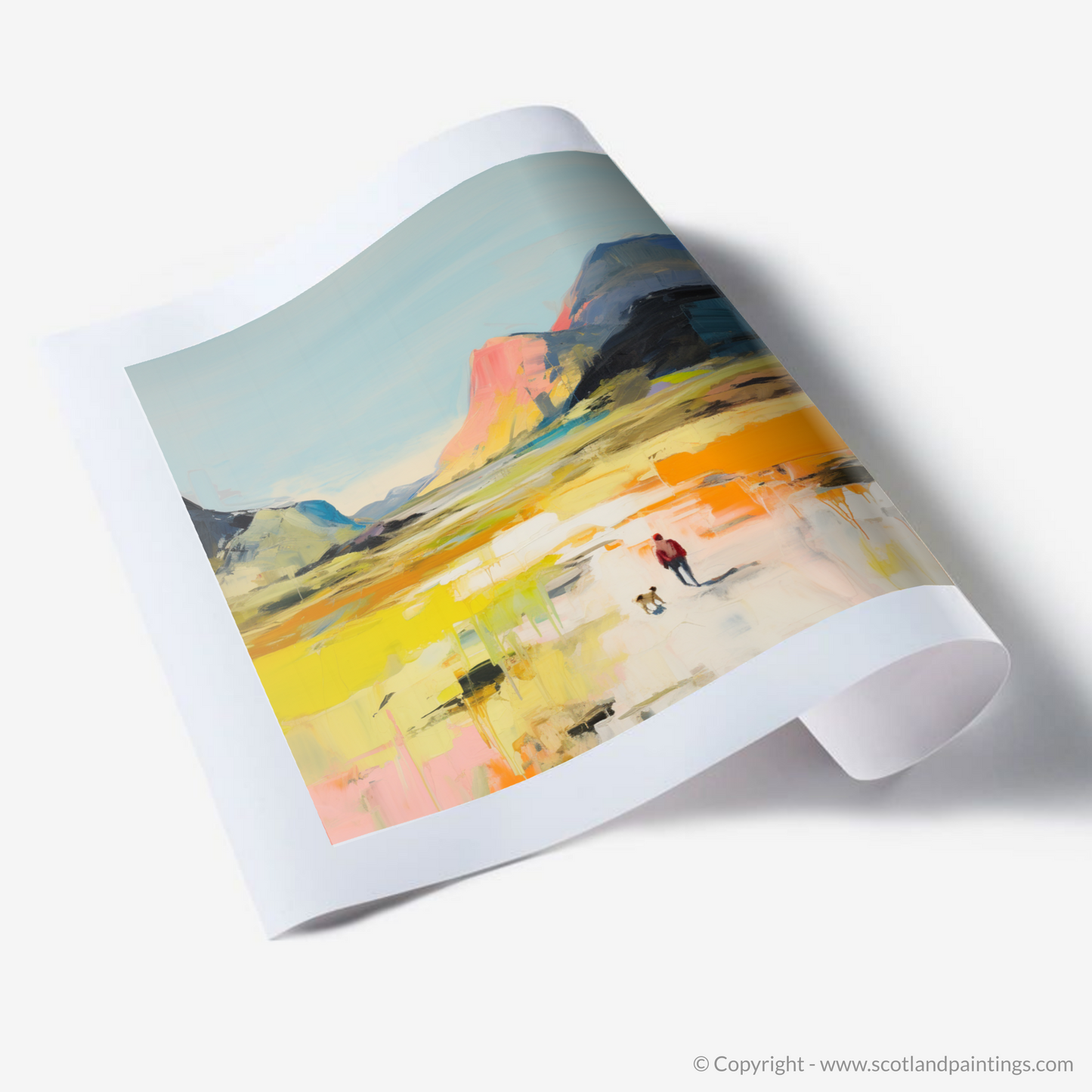 Art Print of Dog walker in Glencoe during summer