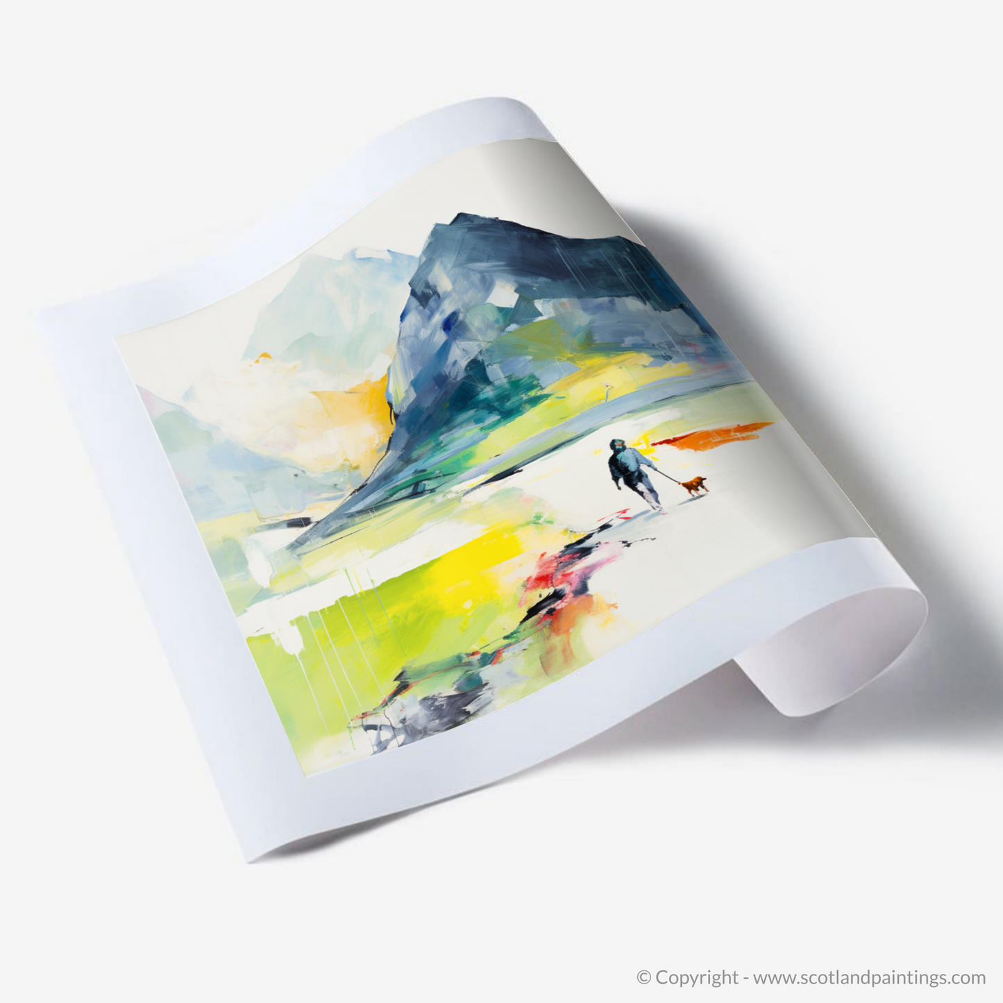 Art Print of Dog walker in Glencoe during summer