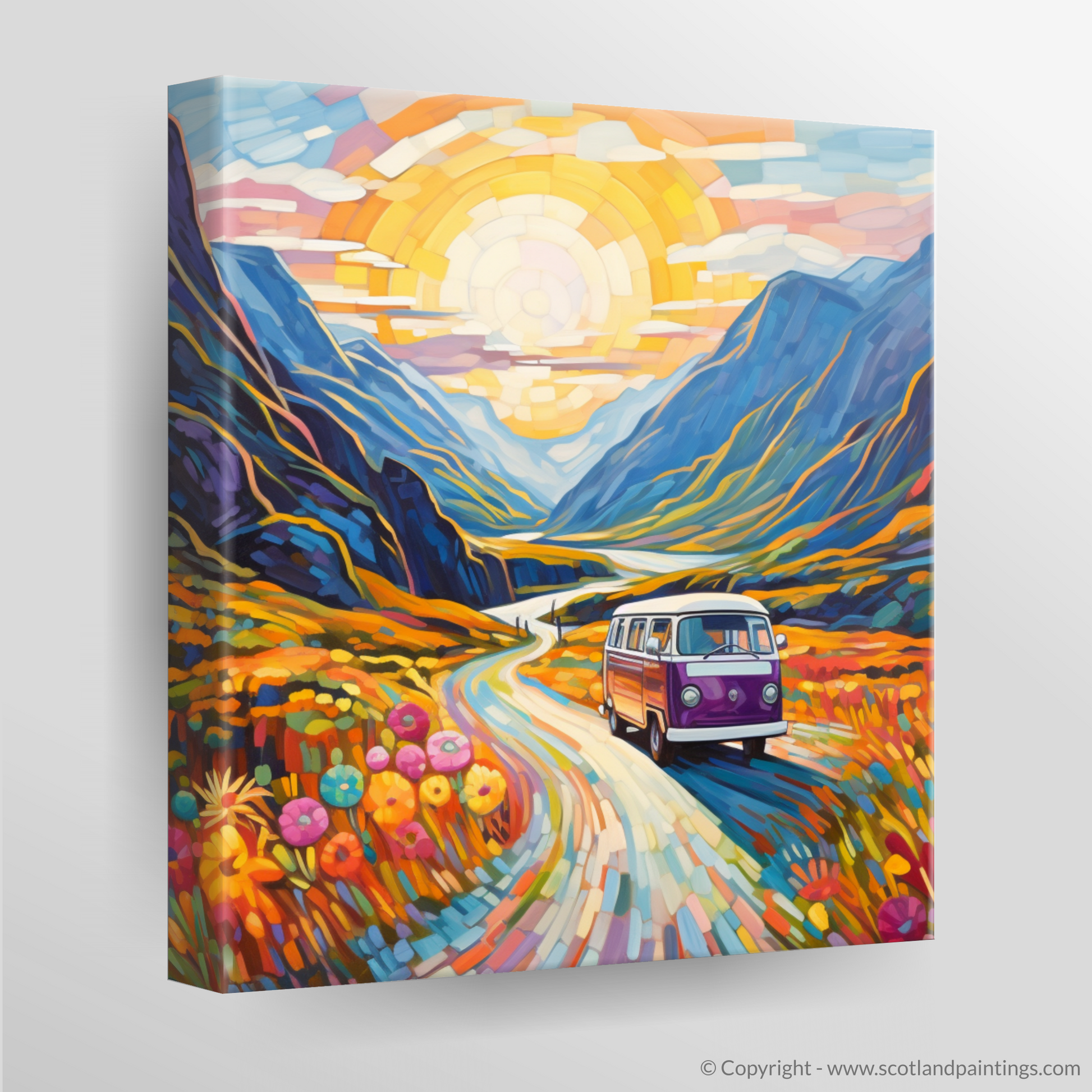 Canvas Print of Campervan in Glencoe during summer