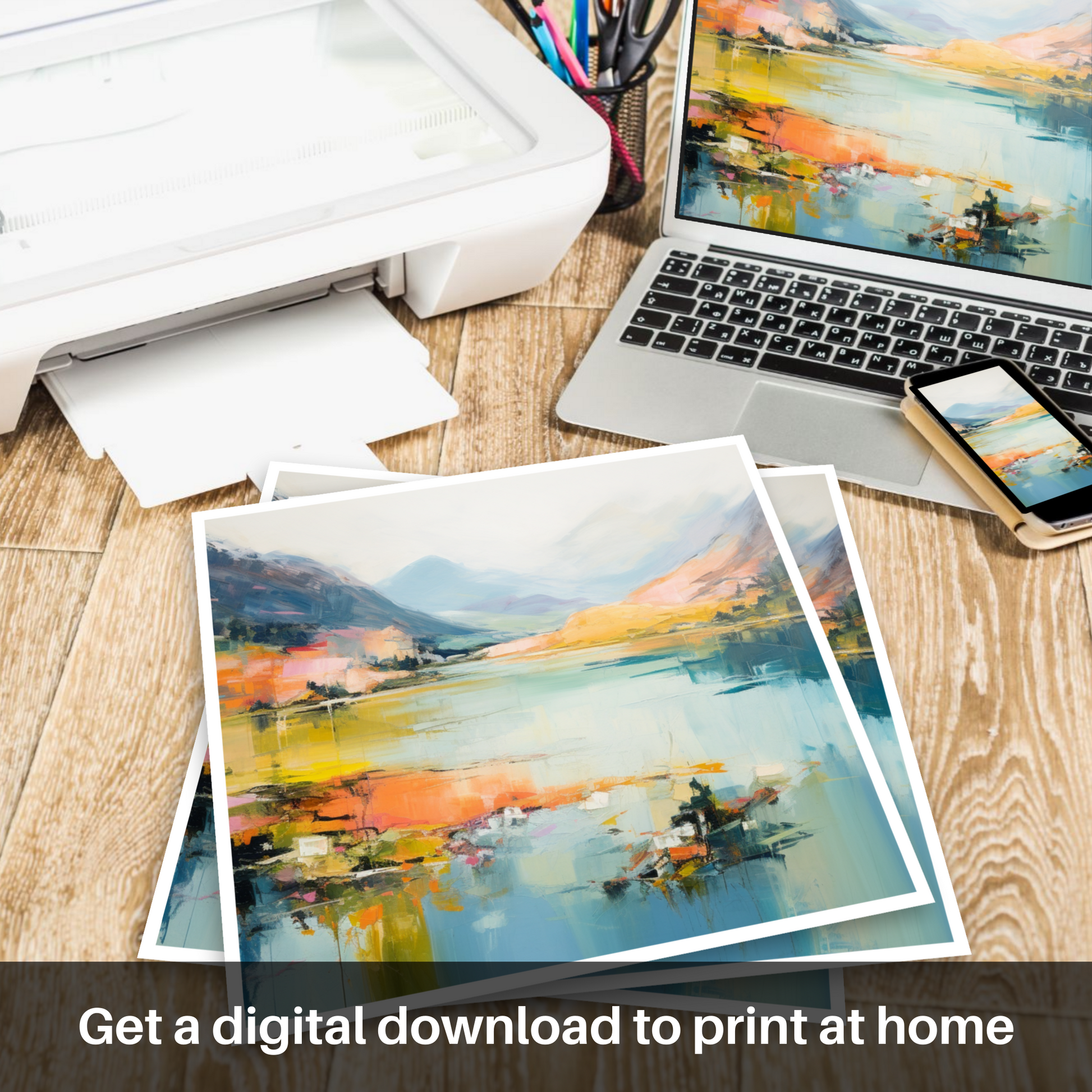 Downloadable and printable picture of Loch Morar, Highlands in summer