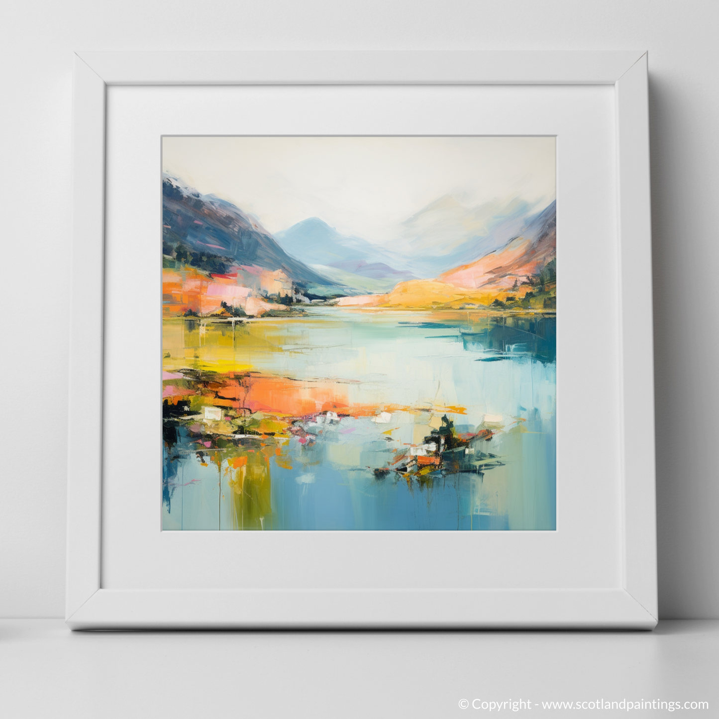 Art Print of Loch Morar, Highlands in summer with a white frame