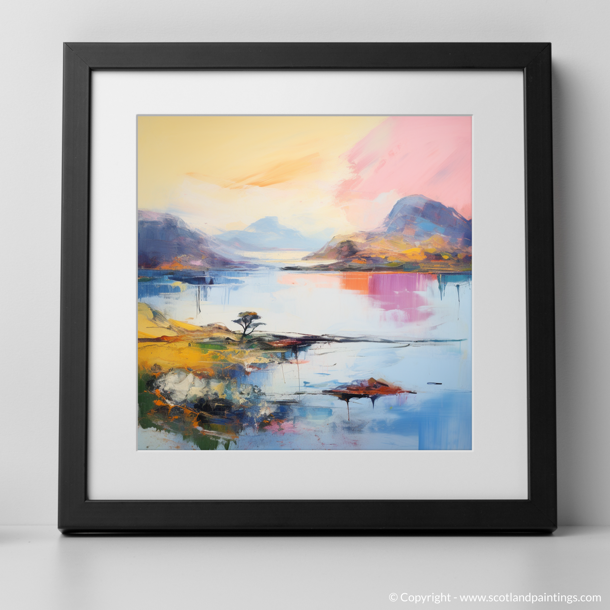 Art Print of Loch Morar, Highlands in summer with a black frame